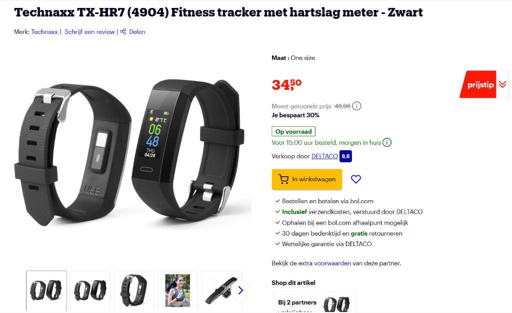 ≥ Technaxx TX-HR7 Fitness tracker met hartslag meter -ZWART — Smartwatches  — Marktplaats