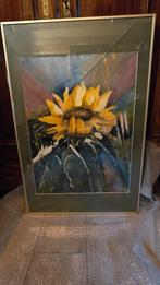 Schilderij Aquarel Zonnebloem, Antiek en Kunst, Kunst | Schilderijen | Klassiek, Ophalen