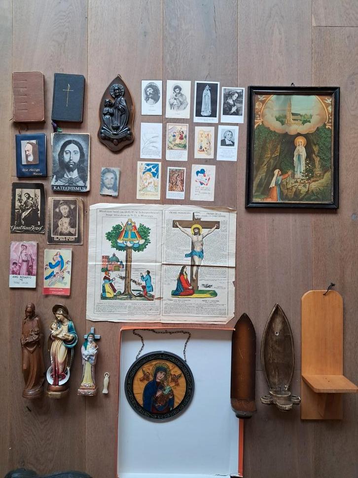 Katholiek Jezus Maria bernadette beeld schilderij massaal, Antiek en Kunst, Antiek | Religie, Ophalen of Verzenden