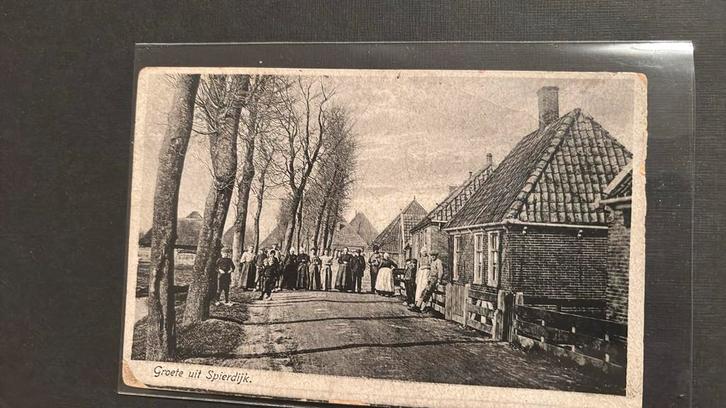 SPIERDIJK Groete uit..... rond 1915 met veel volk, Verzamelen, Ansichtkaarten | Nederland, Gelopen, Noord-Holland, Voor 1920, Ophalen of Verzenden