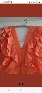 Leuke koraal/oranje jurk met ruffles, Oranje, Ophalen of Verzenden, Zo goed als nieuw, Maat 36 (S)