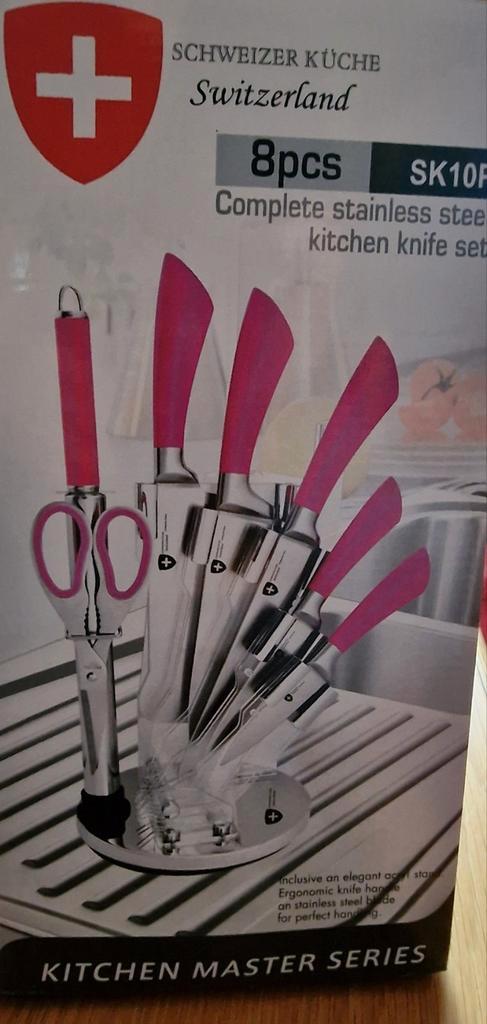 Schweizer Küche Messenset - 8 delig - Nieuw in doos, Huis en Inrichting, Keuken | Bestek, Nieuw, Bestekset, Rvs of Chroom, Ophalen