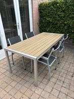 Tuintafel met 4 stoelen, Tuin en Terras, Tuintafels, Ophalen, Gebruikt, Rechthoekig, Aluminium