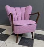 50 jaren cocktail fauteuil armleuning opnieuw bekleed lila, Minder dan 75 cm, Gebruikt, Vintage, Hout