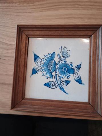 Delfts Blauw Tegeltje in Houten Lijst beschikbaar voor biedingen