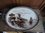 Antiek oud dienblad met tegel Hollands landschap molen, Antiek en Kunst, Ophalen