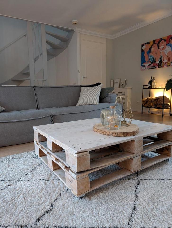 Pallet Salontafel op wielen, Huis en Inrichting, Tafels | Salontafels, Minder dan 50 cm, 50 tot 100 cm, 100 tot 150 cm, Rechthoekig