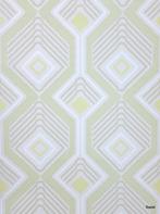 14263 vintage geometrisch behang lime beige seventies swiet, Huis en Inrichting, Stoffering | Behang, Ophalen of Verzenden, Wit