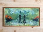 Schilderij, olieverf, schepen, abstract, kleurig, vintage, Antiek en Kunst, Kunst | Schilderijen | Klassiek, Ophalen