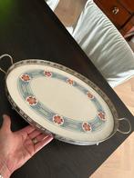 Art Deco Dienblad met Bloemmotief Zilverkleurig, Ophalen