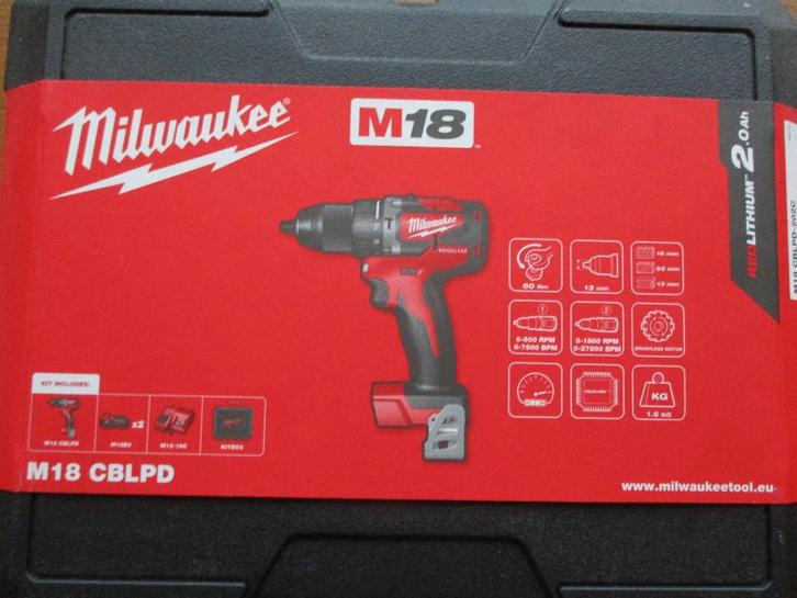Milwaukee M18 CBLPD-202C  Compactslagboormachine, Doe-het-zelf en Verbouw, Gereedschap | Boormachines, Zo goed als nieuw, Ophalen of Verzenden