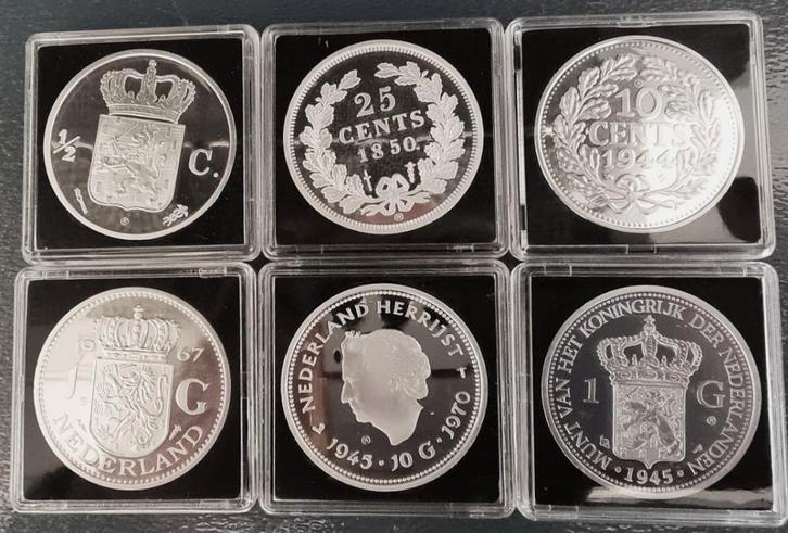 HISTORISCHE Peningen (munten) 7 verguld en 9 verzilverd, Postzegels en Munten, Penningen en Medailles, Overige materialen, Nederland