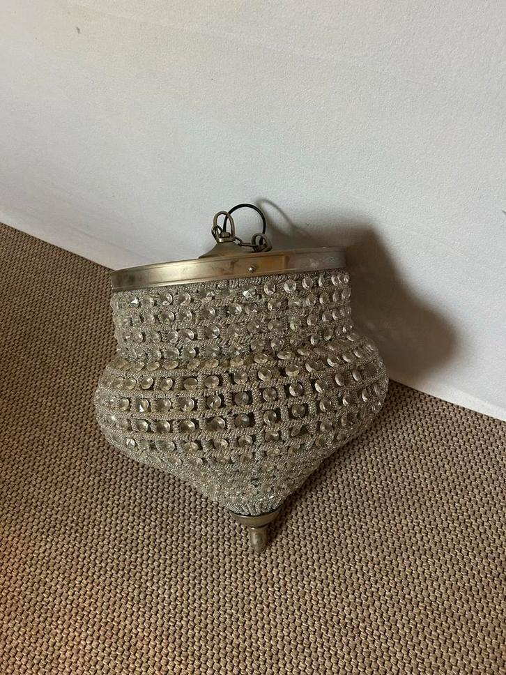 Vintage Kristallen Plafondlamp, Huis en Inrichting, Lampen | Kroonluchters, Gebruikt, Glas, Ophalen