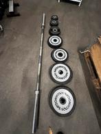 137,5kg Technogym gewichten , Olympische Barbell 220cm, Sport en Fitness, Fitnessmaterialen, Ophalen, Gebruikt, Halterschijven