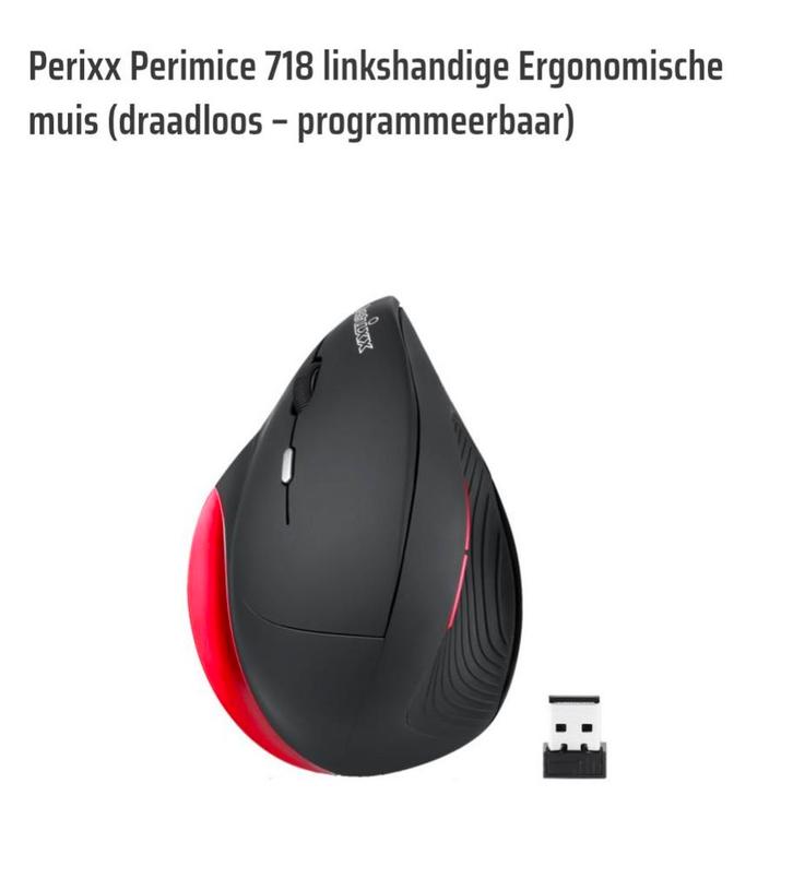 Perixx Perimice 718 Linkshandige Draadloze Muis, Computers en Software, Muizen, Zo goed als nieuw, Muis, Linkshandig, Draadloos
