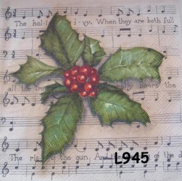 Servetten decoupage/bullet journal – hulst muziekpapier L945 beschikbaar voor biedingen