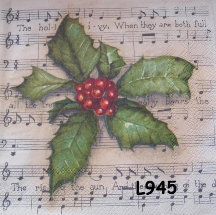 Servetten decoupage/bullet journal – hulst muziekpapier L945, Hobby en Vrije tijd, Knutselen, Nieuw, Materiaal, Verzenden