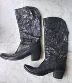 Zwarte leren hoge Italiaanse laars van Vero Cuoio in maat 38, Hoge laarzen, Vero Cuoio, Zwart, Ophalen of Verzenden