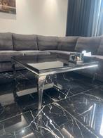 Elegante 100x100 cm Zwarte Salontafel met Chrome Onderstel, Huis en Inrichting, Tafels | Salontafels, Ophalen, Vierkant, Minder dan 50 cm