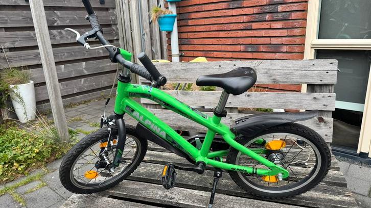 Groene Alpina Yabber kinderfiets 12 inch – met zijwieltjes, Fietsen en Brommers, Fietsen | Kinderfietsjes, Gebruikt, Minder dan 16 inch