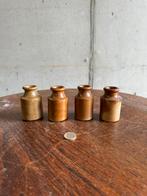 Set van 4 antieke apothekers zalfpotjes – steengoed, Ophalen of Verzenden