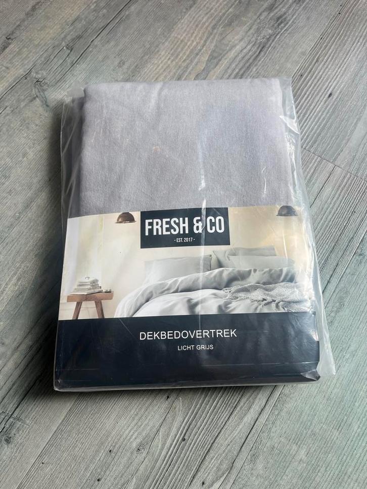 Fresh & Co Flanellen Dekbedovertrek Grijs 1-persoons, Huis en Inrichting, Slaapkamer | Beddengoed, Nieuw, Dekbedovertrek, Eenpersoons
