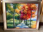 Schilderij: Herfstbomen in Lijst, Antiek en Kunst, Ophalen of Verzenden