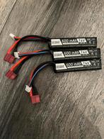 3x 2S 600mAh LiPo Accu's - Airsoft, Ophalen of Verzenden, Zo goed als nieuw, Oplaadbaar