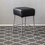 6x Montis Samba barkruk zwart leder - laag model - rvs, Niet ingevuld, Niet ingevuld, Leer, Ophalen of Verzenden