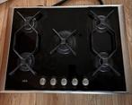 AEG 5-pits zwart glas gaskookplaat met gietijzer pandragers, Ophalen, Gebruikt, Inbouw, Gas