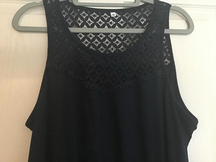 Tuniek/Jurk XL d.blauw kant, Kleding | Dames, Jurken, Zo goed als nieuw, Maat 46/48 (XL) of groter, Blauw, Knielengte, Ophalen of Verzenden