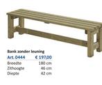 Houten Bank Zonder Leuning 2x, Ophalen of Verzenden, Nieuw, Hout