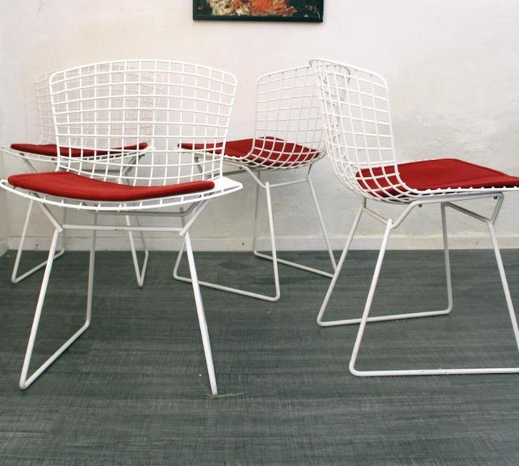 4x Knoll International Harry Bertoia design side chairs, Huis en Inrichting, Stoelen, Gebruikt, Vijf, Zes of meer stoelen, Metaal