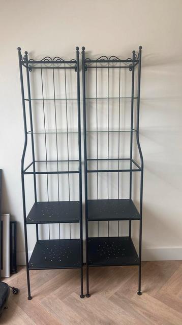 2x IKEA Rönnskär stellingkast zwart metaal/glas