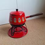 Retro fondueset rood, Witgoed en Apparatuur, Fonduesets, Ophalen, Zo goed als nieuw, Brander
