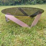 Vintage salontafel, 50 tot 100 cm, Rond, Zo goed als nieuw, Glas