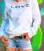Witte hoodie Love - Your First Love Should Be Yourself, Ophalen, Zo goed als nieuw, Maat 38/40 (M), Wit