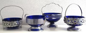 Kobalt blauw glazen suikerpot -creamer -bonbonnière e.d. 80s beschikbaar voor biedingen