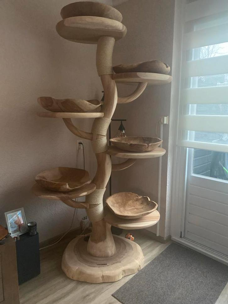 Mooie houten klim/krabpaal van Jungle Meubelen, Dieren en Toebehoren, Krabmeubelen, Nieuw, Krabpaal, Ophalen