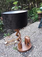 Lampvoet met olifant en met kap tafelamp, Hout, Gebruikt, Ophalen of Verzenden, Afrikaans