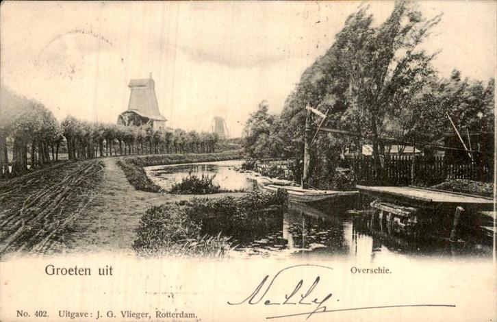 Overschie -, Verzamelen, Ansichtkaarten | Nederland, Gelopen, Zuid-Holland, Voor 1920, Ophalen of Verzenden