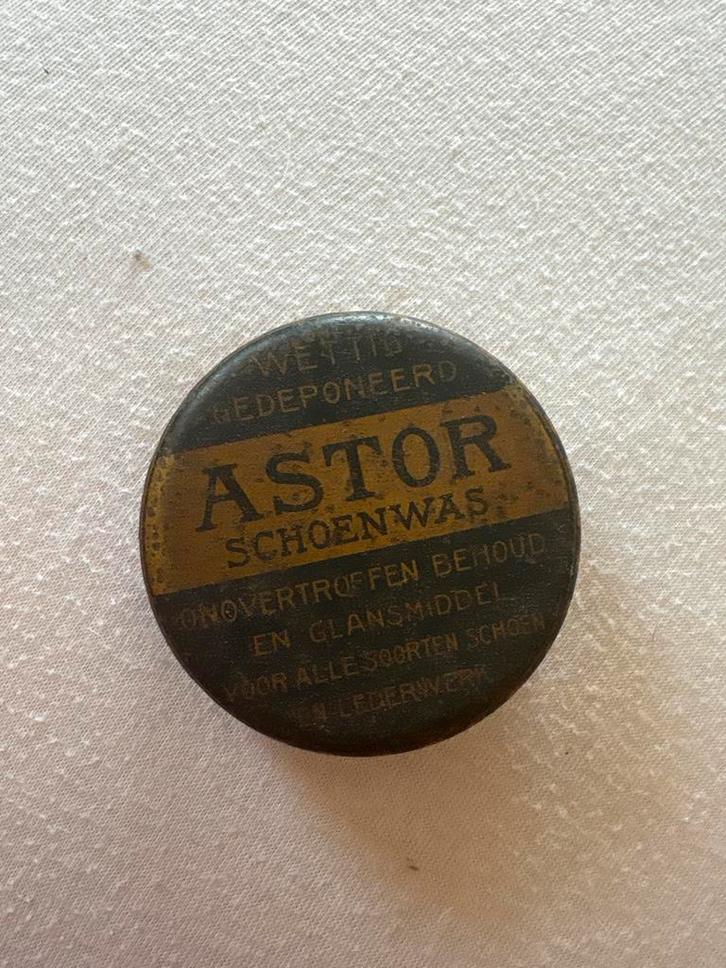 Antiek Astor Schoenpoets Blikje, Verzamelen, Merken en Reclamevoorwerpen, Gebruikt, Verpakking, Ophalen