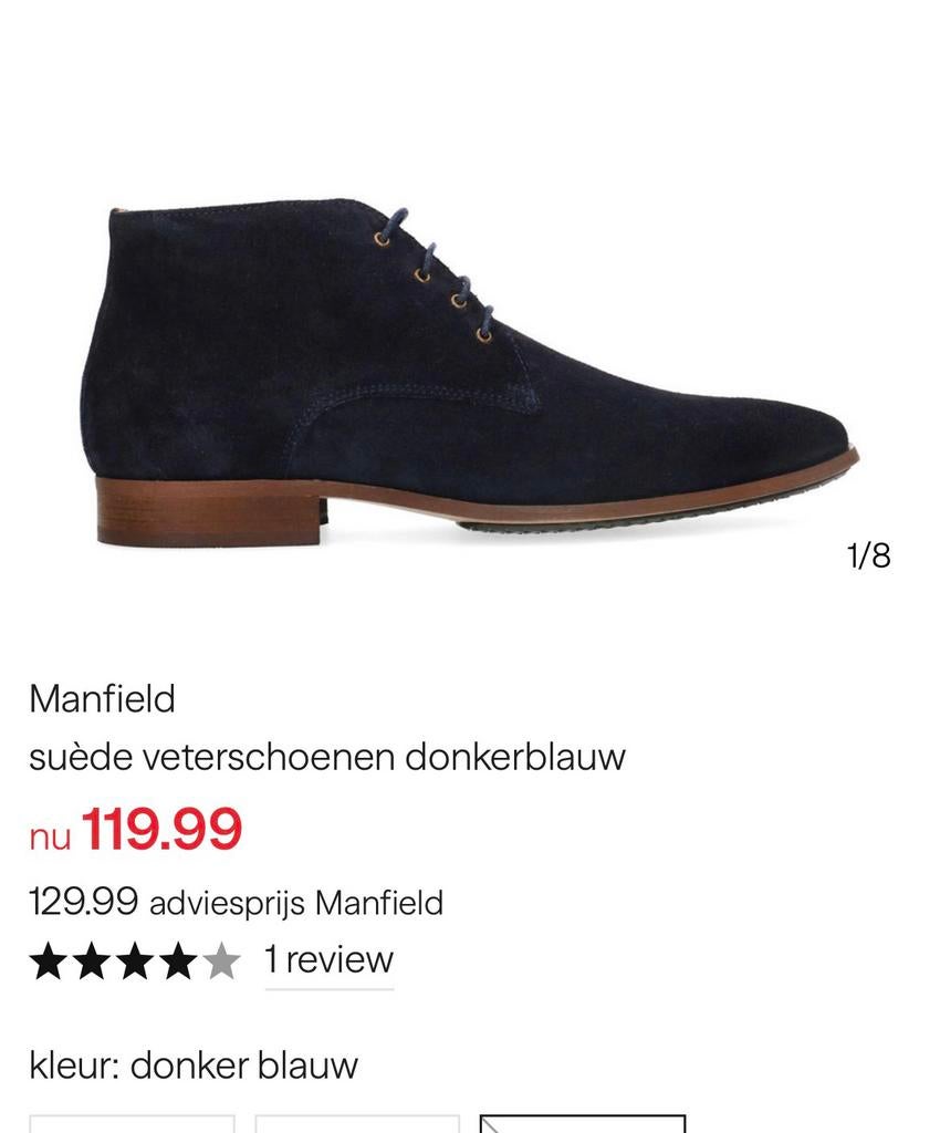 Mannen schoen maat 43, Blauw, Overige typen, Ophalen of Verzenden, Zo goed als nieuw