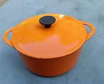 LE CREUSET COUSANCES gietijzer pan rond 20 cm oranje (G53), Huis en Inrichting, Keuken | Potten en Pannen, Keramische plaat, Koekenpan of Braadpan