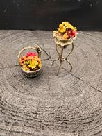 Zilveren Miniatuur Mandje & Bloempot met Bloemetjes, Ophalen of Verzenden, Gebruikt, Poppenhuis