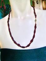 sieraden granaat ketting zilver slot, Verzenden, Zilver, Ketting, Verguld