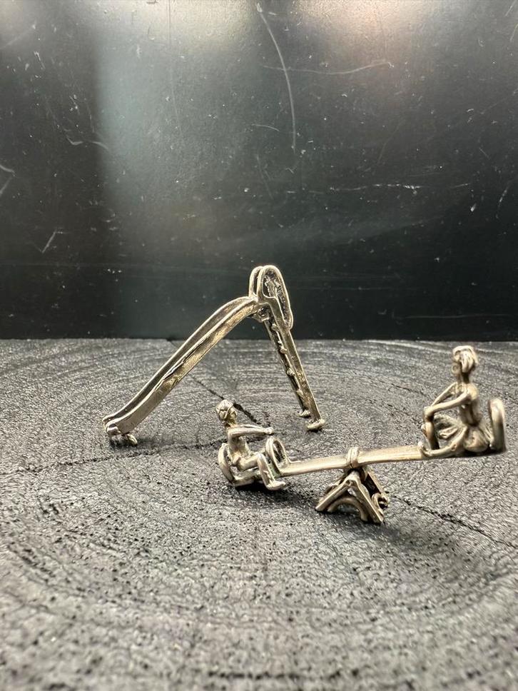 Zilveren Miniatuur Glijbaan & Wipwap, Antiek en Kunst, Antiek | Goud en Zilver, Zilver, Ophalen of Verzenden