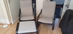 2 Poang stoelen met 1 voetenbankje, Huis en Inrichting, Fauteuils, Zo goed als nieuw, Hout, Ikea, Ophalen