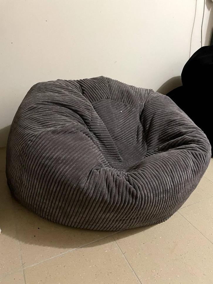 Grey Bean Bag Corduroy, Huis en Inrichting, Zitzakken, Zo goed als nieuw, Zitzak, Grijs, Ophalen