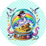 LF6459 icing frosting globe eenhoorn 20cm eetbare taart top, Ophalen of Verzenden, Nieuw, Taarten, Versiering